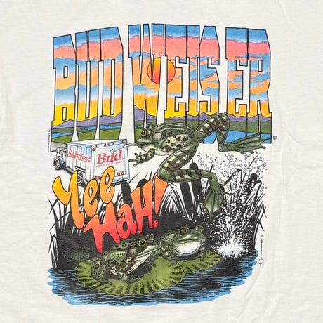 Budweiser 1995 FROG IN POCKET PRINT WHITE ONEITA XL 0173