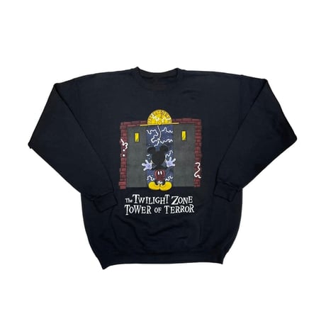 DISNEY VINTAGE MICKEY TOWER OF TERROR CREWNECK SWEAT BLACK FITS XL  1226