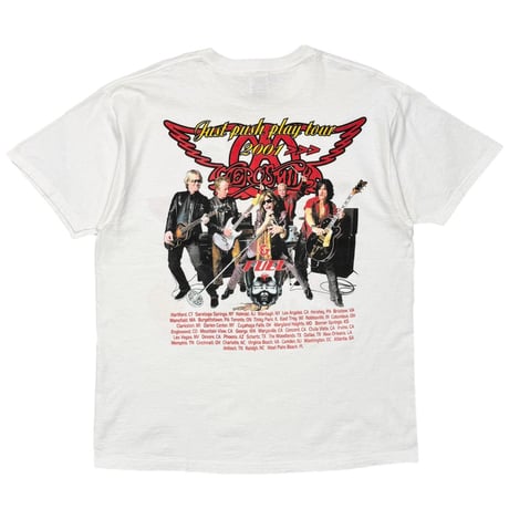 AEROSMITH SPRAYAMA JUST PUSH PLAY BOOOTLEG WHITE FRUIT OF THE LOOM XL 2463