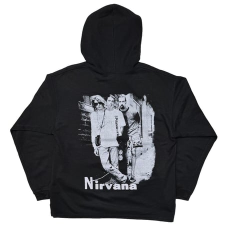 NIRVANA EURO BOOTLEG KURT COBAIN GUITAR BACK MEMBER SWEAT HOODIE FITS L-XL 3827