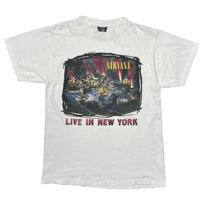 90年代オフィシャルNirvana Live in New York Tシャツ NIRVANA LIVE IN NEW YORK 1995 WHITE GIANT BY TU