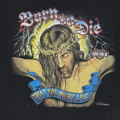 HEAVENLY DIVINE SON JESUS CHRIST BORN TO DIE CREWNECK SWEAT BLACK FITS XL 6351
