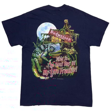Budweiser 1998 FERRET LIZARD FROG This Is The Best Day Of My Life Frankie! NAVY  DELTA LARGE 8121