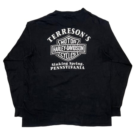HARLEY DAVIDSON FRONT EMBLEM ARM FLAME PRINT LS BLACK XXL 9980