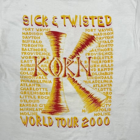 KORN ISSUES SICK & TWISTED WORLD TOUR 2000 BOOTLEG WHITE FRUIT OF THE LOOM XL 3999