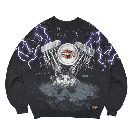 HARLEY DAVIDSON THUNDER & LIGHTNING PURPLE CREWNECK SWEAT HANES XXL 7643