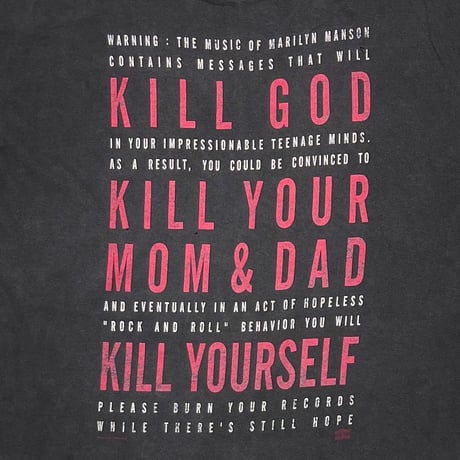 MARILYN MANSON KILL GOD KILL YOUR MOM & DAD KILL YOURSELF MARILYN MANSON TAG FITS LARGE 4082