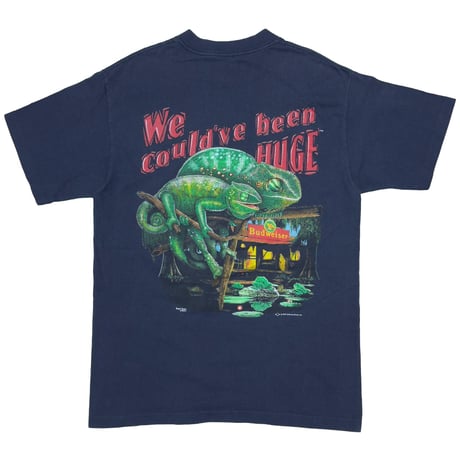 Budweiser 1997 LIZARDS We could've been HUGE POCKET DESIGN TEE NAVY SOF TEE LARGE 8127