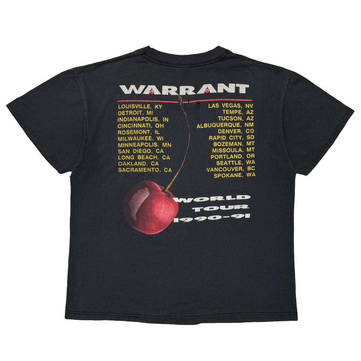 ビンテージ 鬼フェード WARRANT CHERRY PIE 91年 ツアーT WARRANT CHERRY PIE WORLD TOUR 1991 BLACK LARGE