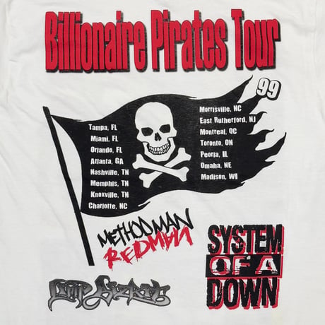 LIMP BIZKIT BILLIONAIRE PIRATES TOUR 1999 LS WHITE DELTA LARGE 9522