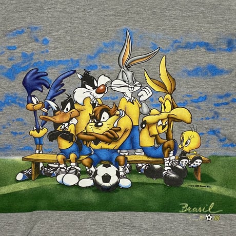 LOONEY TUNES 1998 BRASIL TEE MEDIUM ASH GREY 0284