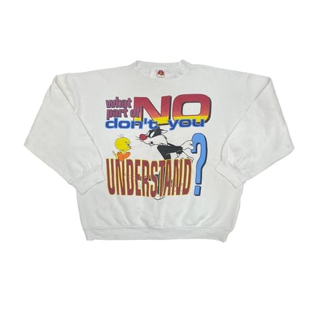 LOONEY TUNES WHAT PARF OF NO DON'T YOU UNDERSTAND? CREWNECK SWEAT  FITS XL 1416
