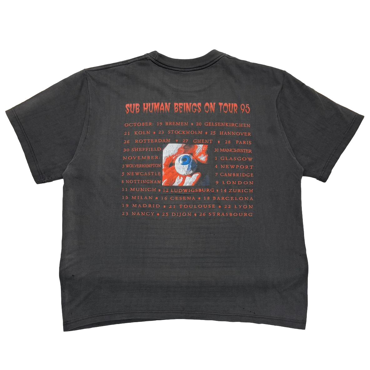 SKID ROW Sub human RACE ヴィンテージ 半袖Tシャツ SKID ROW SUB HUMAN BEGINS ON TOUR 1995 FITS XL
