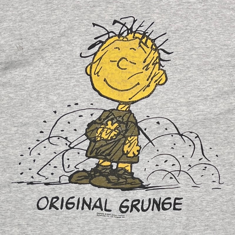 トップス PEANUTS ORIGINAL GRUNGE GREY XL 5430 PEANUTS ORIGINAL GRUNGE ASH GREY FITS LARGE 372