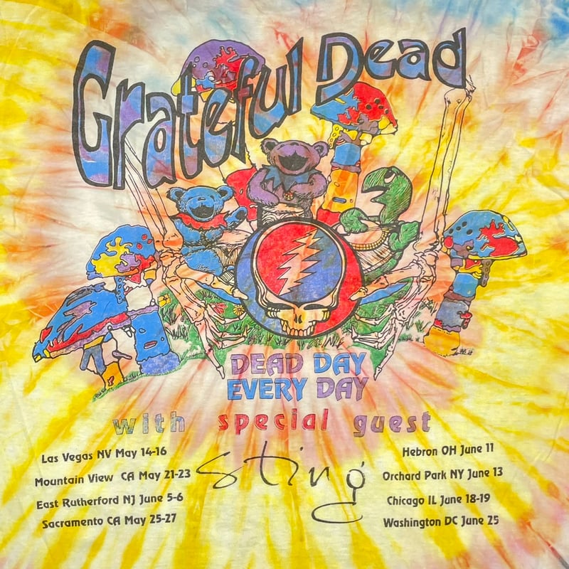 GRATEFUL DEAD SUMMER TOUR 1993 TIE DYE YELLOW X