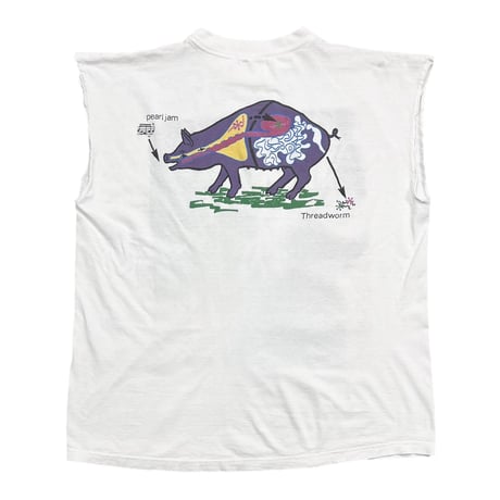 PEARL JAM 1993 Threadworm SLEEVELESS WHITE EURO FITS XL 6306