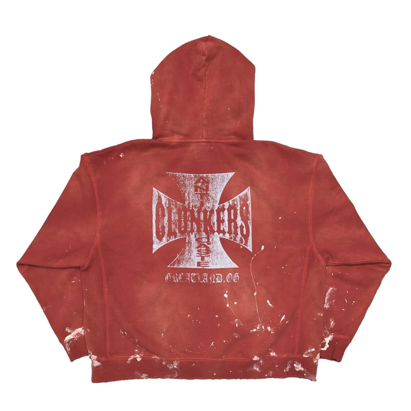 トップス greatLAnd ORIGINAL CLUNKERS HOODIE RED greatLAnd ORIGINAL CLUNKERS HOODIE RED PAINTED