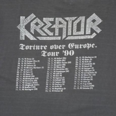 KREATOR 1990 TOUR TORTURE OVER EUROPE FADED BLACK XL 4271