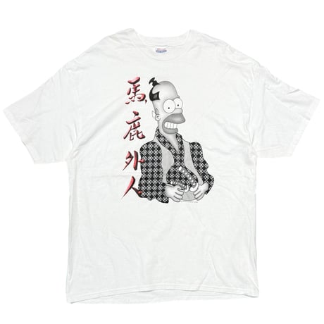 OLD & VINTAGE SIMPSONS HOMER 馬鹿外人 BUSHIDO DESIGNS 2000 BOOTLEG WHITE Hanes XL 8359