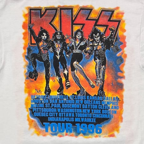 KISS TOUR 1996 FRONT 4 FACE WHITE FRUIT OF THE LOOM XL 9677