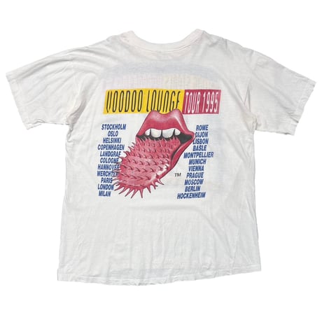 THE ROLLING STONES VOODOO LOUNGE TOUR 1995 BACK BIG SPIKE TONGUE BOOTLEG WHITE XL 0764