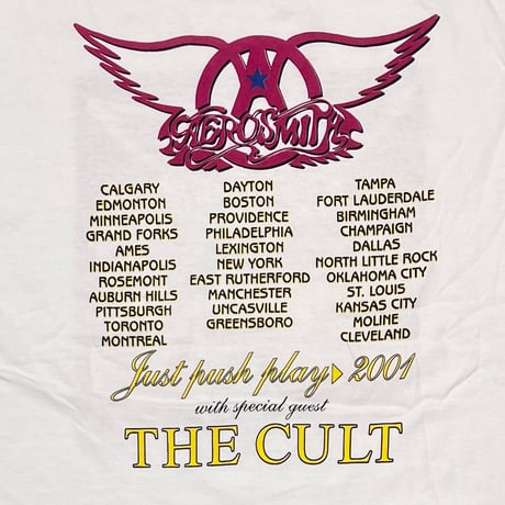 AEROSMITH SORAYAMA JUST PUSH PLAY TOUR 2001 WHITE FRUIT OF THE LOOM XL 0725