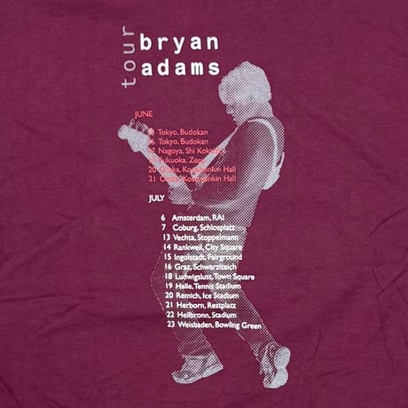 Bryan Adams LIVE TOUR BURGUNDY SCREEN STARS LARGE 8879