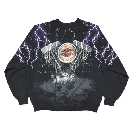 HARLEY DAVIDSON THUNDER & LIGHTNING PURPLE CREWNECK SWEAT HANES XXL 7643