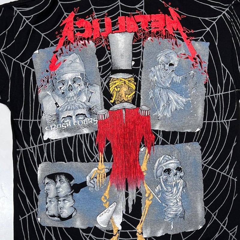 90s llica　スパイダー　総柄　 pushead XL 90s Metallicaスパイダー総柄 pushead XL
