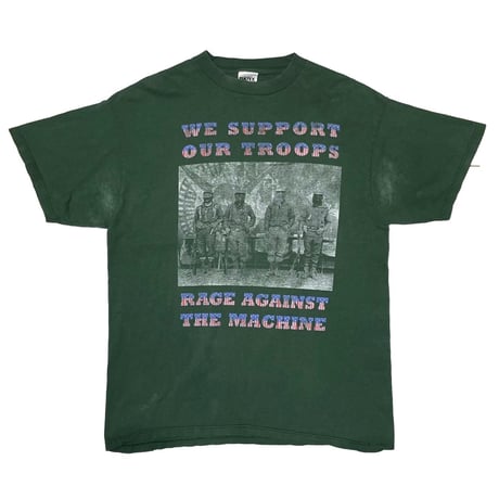 RAGE AGAINST THE MACHINE WE SUPPORT OUR TROOPS GREEN TULTEX XL 8393