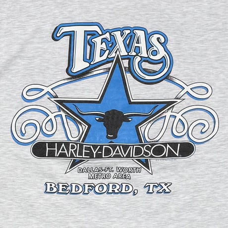 HARLEY DAVIDSON ARM BLUE FLAME TEXAS EMBLEM LS ASH GREY MEDIUM 6832