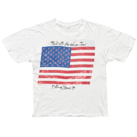 THE ROLLING STONES NORTH AMERICAN TOUR 1989 AMERICAN FLAG WHITE FITS LARGE 0283