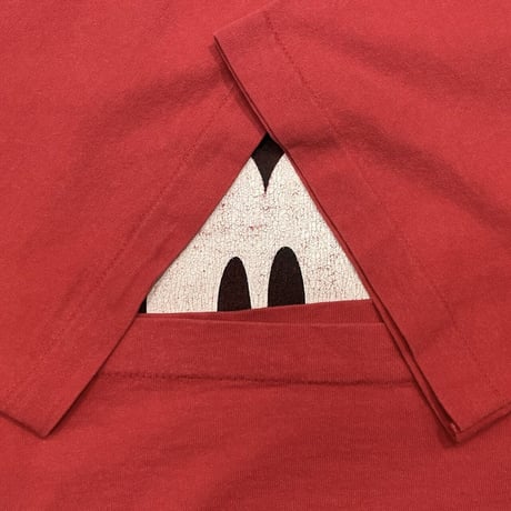 DISNEY VINTAGE 90's MICKEY MOUSE DOUBLE SIDE TEE XL RED 7513