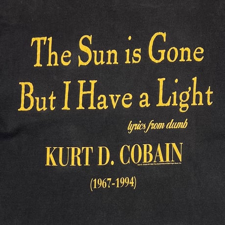 NIRVANA 1995 KURT COBAIN MEMORIAL THE SUN IS GONE GINAT BY TULTEX XL 0276