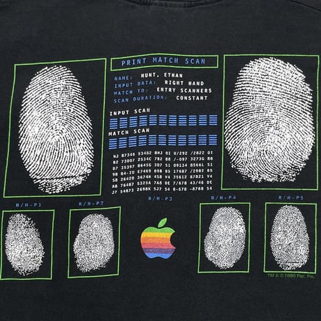 APPLE MISSION IMPOSSIBLE FINGERPRINT SCAN TEE FRUIT OF THE LOOM LARGE 1664