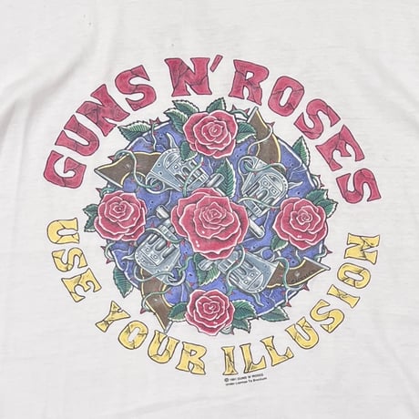 GUNS N' ROSES USE YOUR ILLUSION GUN&ROSE WHITE EURO FITS LARGE 3407