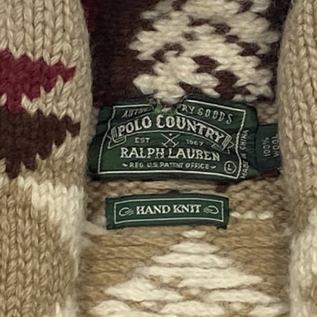 LAST OF STORE POLO COUTRY RALPH LAUREN SHAWL COLLAR NATIVE CONCHO CARDIGAN LARGE 1857