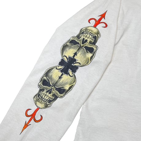 STURGIS 2002 SKULL IRON CROSS WU-WEAR TAG LS WHITE FITS LARGE