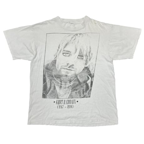 NIRVANA KURT COBAIN 1994 MEMORIAL MONOCHROME WHITE FITS XL 2759