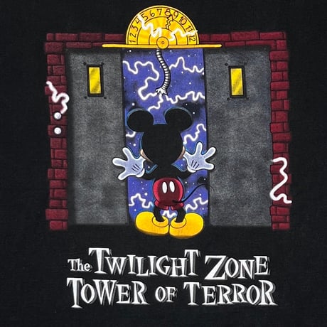 DISNEY VINTAGE MICKEY THE TWILIGHT ZONE TOWER OF TERROR DOUBLE SIDE BLACK LARGE 7199