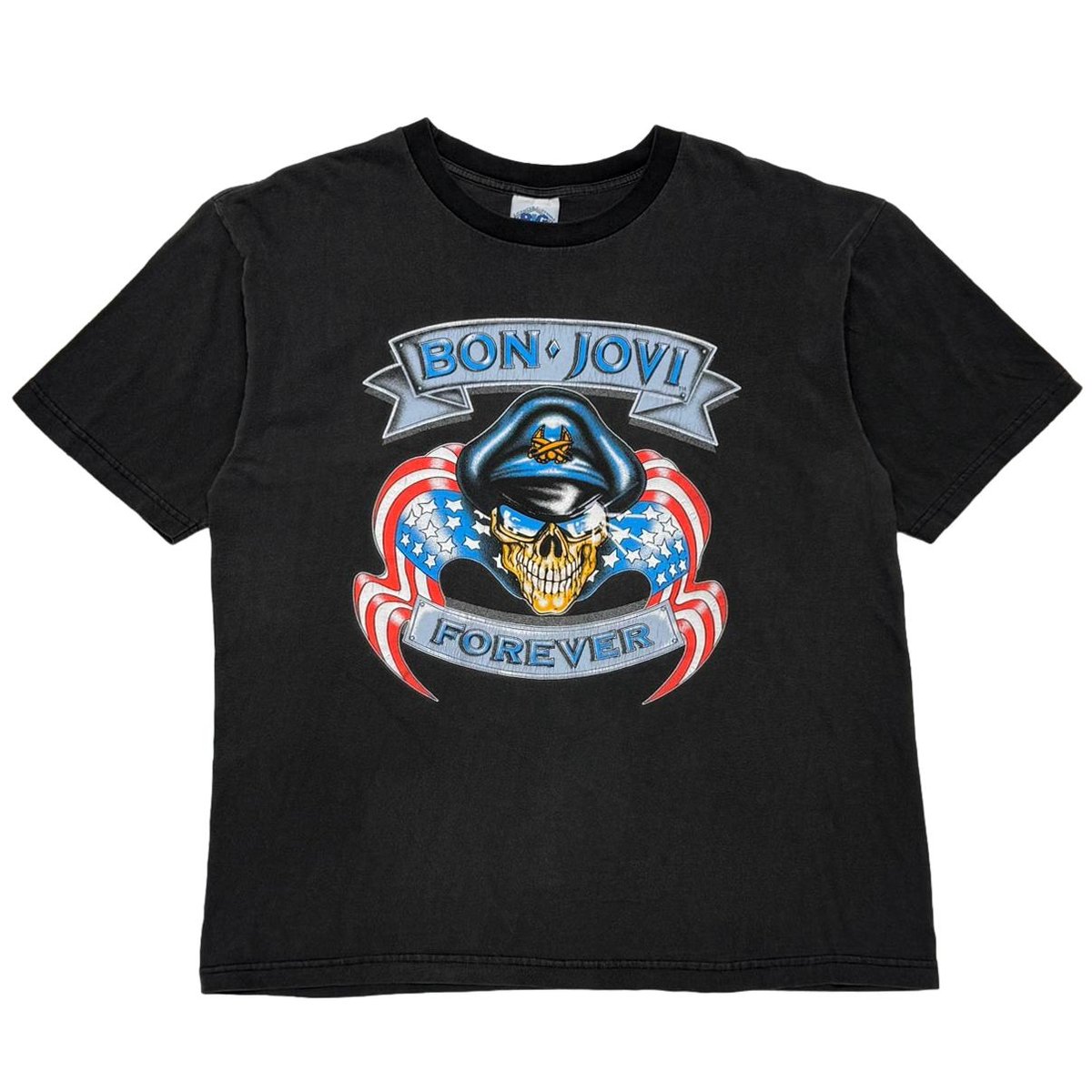 BON JOVI FOREVER AMERICAN FLAG SKULL BLACK FIT