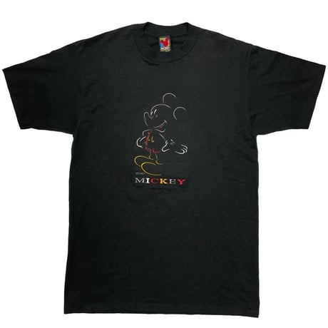 DISNEY VINTAGE MICKEY EMBROIDERY GRAPHIC TEE BLACK LARGE 9736