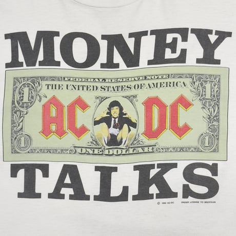 AC/DC 1990 MONEY TALKS WORLD TOUR 1990/91 WHITE FITS L-XL 8093