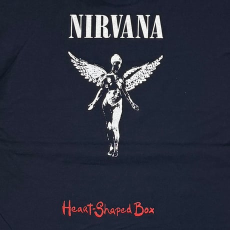 NIRVANA IN UTERO HEART SHAPED BOX BOOTLEG LS NAVY FRUIT OF THE LOOM XL 9117