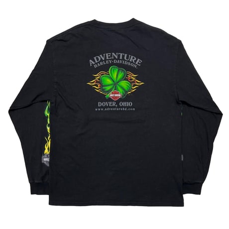 HARLEY DAVIDSON ST PATRICK'S DAY CLOVER GREEN FLAME LS LARGE 7684