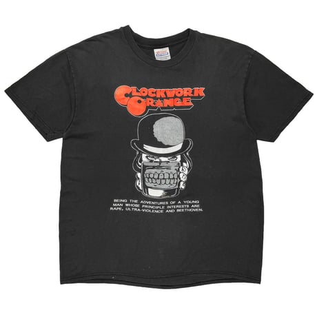 CLOCKWORK ORANGE Y2K MONOCHROME ILUST & ORANGE TEXT HANES MEDIUM 5408