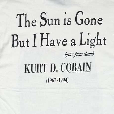 NIRVANA KURT COBAIN MEMORIAL SUN IS GONE WHITE GIANT LARGE 7649