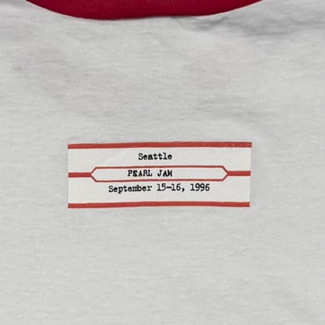 PEARL JAM 1996 SEATTLE RINGER TEE WHITE ONEITA LARGE 7376
