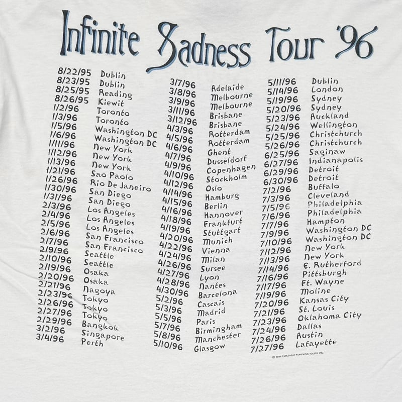 THE SMASHING PUMPKINS INFINITE SADNESS TOUR '96