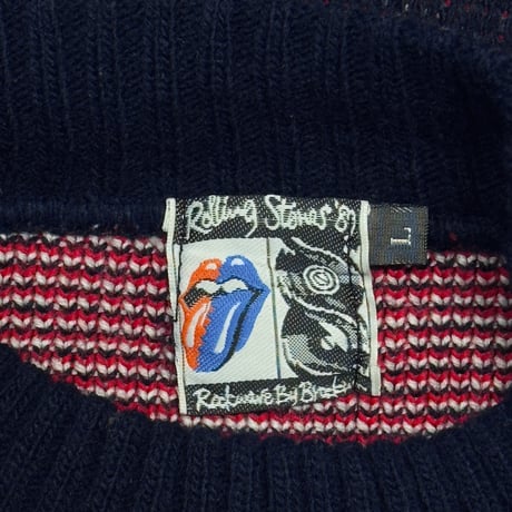 ROLLING STONES 1990 AMERICAN FLAG KNIT SWEATER NAVY LARGE 5221